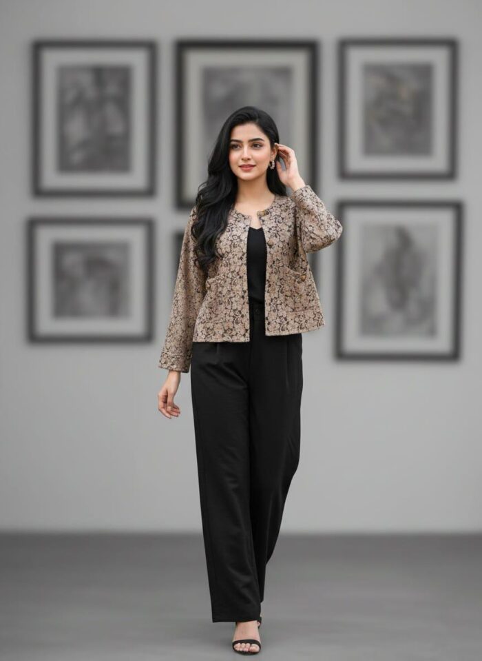 Jacket Gown Style Co-Ord Set Brown - Image 1
