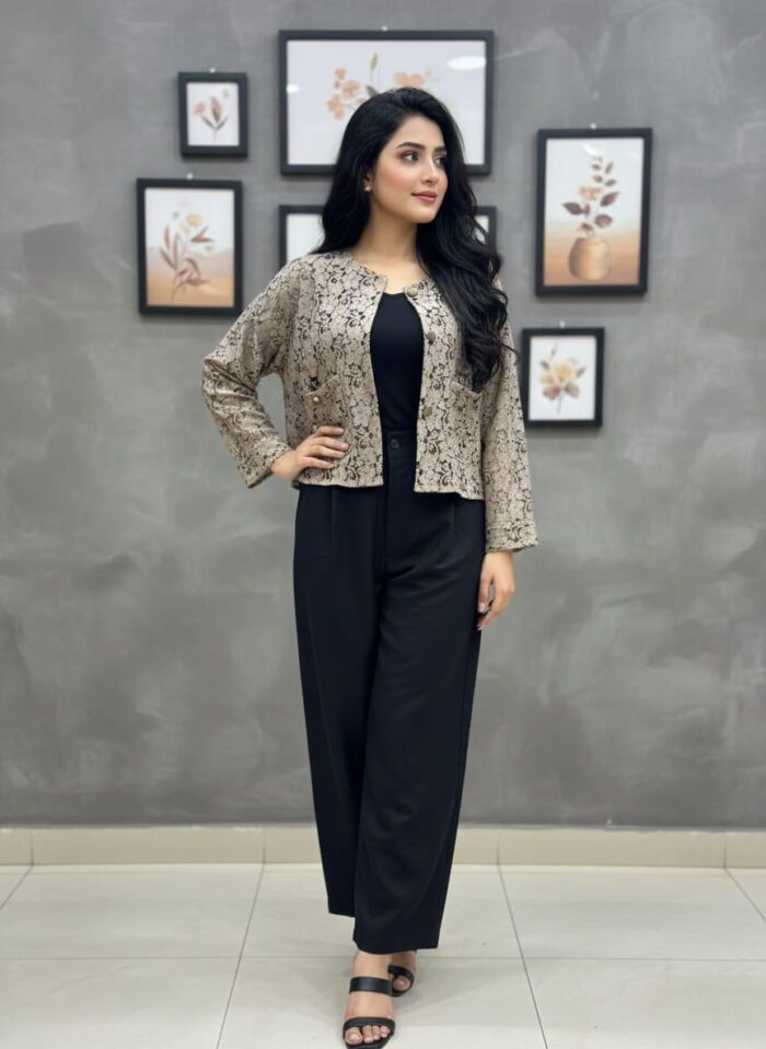 Jacket Gown Style Co-Ord Set Brown - Image 3