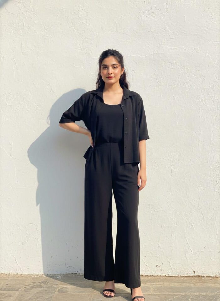 Jacket Style Co-Ord Set Dress Black - Image 1