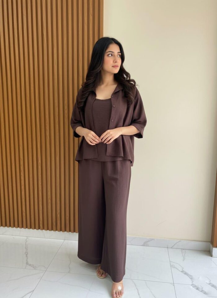 Jacket Style Co-Ord Set Dress Brown - Image 2
