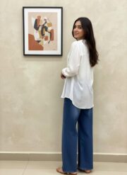 Wide Leg Jeans & White Silk Shirt - Image 2
