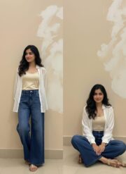 Wide Leg Jeans & White Silk Shirt - Image 3